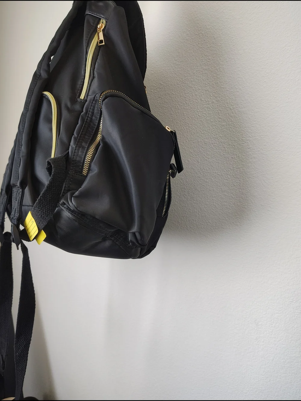 Black Nylon Backpack with Gold Hardware - Unbranded